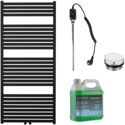 CERANO - Kúpeľňový elektrický radiátorový set Vincenzo - 600W - čierna matná - 1340x600 mm (CER-680530)