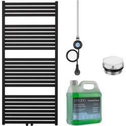 CERANO - Kúpeľňový elektrický radiátorový set Vincenzo - WIFI - 600W - čierna matná - 1340x600 mm (CER-978865)