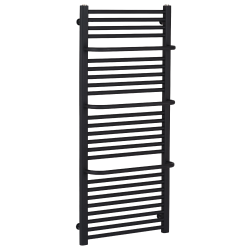 CERANO - Kúpeľňový radiátor Antonio - integrované držiaky na uteráky - bočné pripojenie - 857 W - čierna matná - 1460x550 mm (LIV-WD-32-56)