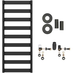CERANO - Kúpeľňový radiátorový set Adriano - ústredné vykurovanie - bočné pripojenie - 520W - čierna matná - 1200x500 mm (CER-583520)