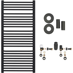 CERANO - Kúpeľňový radiátorový set Antonio - ústredné vykurovanie - bočné pripojenie - 655W - čierna matná - 1180x550 mm mm (CER-663298)