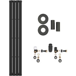 CERANO - Kúpeľňový radiátorový set Arlen - ústredné vykurovanie - bočné pripojenie - 558W - čierna matná - 1800x300 mm (CER-416458)
