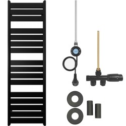 CERANO - Kúpeľňový radiátorový set Arturo - kombinované vykurovanie, wifi tyč - bočné jednobodové pripojenie - 600W - čierna matná - 1600x500 mm (CER-663667)