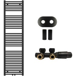 CERANO - Kúpeľňový radiátorový set Benito - ústredné vykurovanie - stredové pripojenie 50 mm - 703W - čierna matná - 1700x450 mm (CER-880351)