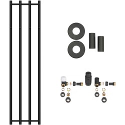 CERANO - Kúpeľňový radiátorový set Bertini - ústredné vykurovanie - bočné pripojenie - 380W - čierna matná - 1400x351 mm (CER-460508)