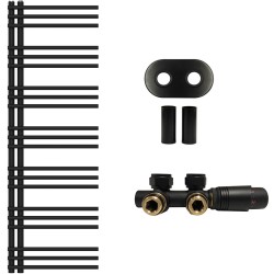 CERANO - Kúpeľňový radiátorový set Burke - ústredné vykurovanie - asymetrické pripojenie 50 mm - 513W - čierna matná - 1500x500 mm (CER-225768)