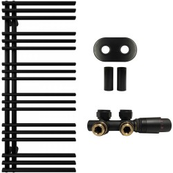 CERANO - Kúpeľňový radiátorový set Burke - ústredné vykurovanie - asymetrické pripojenie 50 mm - 562W - čierna matná - 1200x500 mm (CER-663307)