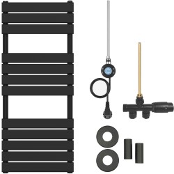 CERANO - Kúpeľňový radiátorový set Claude - kombinované vykurovanie, wifi tyč - bočné jednobodové pripojenie - 600W - čierna matná - 1200x500 mm (CER-663670)