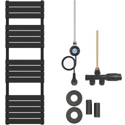 CERANO - Kúpeľňový radiátorový set Claude - kombinované vykurovanie, wifi tyč - bočné jednobodové pripojenie - 600W - čierna matná - 1600x500 mm (CER-663679)