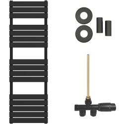 CERANO - Kúpeľňový radiátorový set Claude - ústredné vykurovanie - bočné jednobodové pripojenie - 767W - čierna matná - 1600x500 mm (CER-663568)