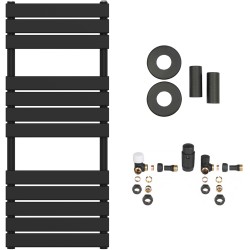 CERANO - Kúpeľňový radiátorový set Claude - ústredné vykurovanie - bočné pripojenie - 575W - čierna matná - 1200x500 mm (CER-663313)
