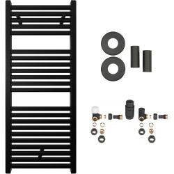 CERANO - Kúpeľňový radiátorový set Donovan - ústredné vykurovanie - 369W - čierna matná - 1200x500 mm (CER-029070)