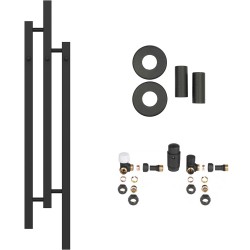 CERANO - Kúpeľňový radiátorový set Fabiano - ústredné vykurovanie - bočné pripojenie - 251W - čierna matná - 1200x220 mm (CER-523044)