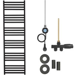 CERANO - Kúpeľňový radiátorový set Fulgidus - kombinované vykurovanie, wifi tyč - bočné jednobodové pripojenie - 600W - čierna matná - 1800x530 mm (CER-663709)