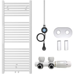 CERANO - Kúpeľňový radiátorový set Lincoln - kombinované vykurovanie, wifi tyč - stredové pripojenie 50 mm - 300W - biela lesklá - 1200x500 mm (CER-663388)