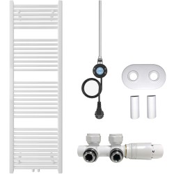 CERANO - Kúpeľňový radiátorový set Lincoln - kombinované vykurovanie, wifi tyč - stredové pripojenie 50 mm - 300W - biela lesklá - 1600x500 mm (CER-663394)