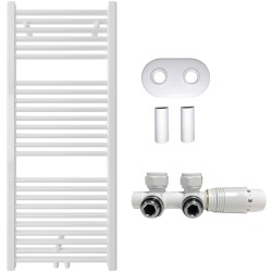 CERANO - Kúpeľňový radiátorový set Lincoln - ústredné vykurovanie - stredové pripojenie 50 mm - 366W - biela lesklá - 1200x500 mm (CER-663406)