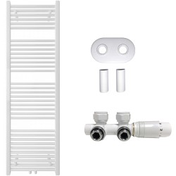 CERANO - Kúpeľňový radiátorový set Lincoln - ústredné vykurovanie - stredové pripojenie 50 mm - 484W - biela lesklá - 1600x500 mm (CER-663412)