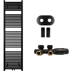CERANO - Kúpeľňový radiátorový set Lincoln - ústredné vykurovanie - stredové pripojenie 50 mm - 559W - čierna matná - 1800x500 mm (CER-663421)