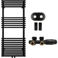 CERANO - Kúpeľňový radiátorový set Luigi - ústredné vykurovanie - stredové pripojenie 50 mm - 545W - čierna matná - 1200x500 mm (CER-663436)