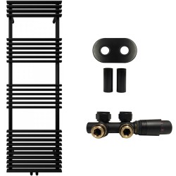 CERANO - Kúpeľňový radiátorový set Luigi - ústredné vykurovanie - stredové pripojenie 50 mm - 713W - čierna matná - 1600x500 mm (CER-663439)