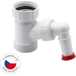 CERANO - Medzikus umývadlového sifónu s prípojkou pre práčku/umývačku - 5/4" - plast - biela (CER-691891)