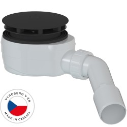 CERANO - Sifón sprchovej vaničky - nízky - 90mm - DN40/50 - krytka čierna matná (CER-676666)
