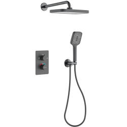 CERANO - Sprchová podomietková súprava Gina - termostatická - box - grafit/gun metal (CER-9864)