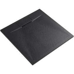 CERANO - Sprchová vanička čtvercová Enzo - SMC/minerální kompozit - strukturovaná černá matná - 80x80x3  (CER-666049)