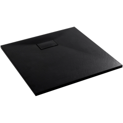 CERANO - Sprchová vanička čtvercová Gusto - SMC/minerální kompozit - strukturovaná černá matná - 80x80x3  (CER-414563)