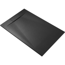 CERANO - Sprchová vanička obdélníková Enzo - SMC/minerální kompozit - strukturovaná černá matná - 100x80x3  (CER-666079)