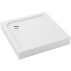 CERANO - Sprchová vanička samonosná štvorcová Arvo - SMC/minerálny kompozit - štruktúrovaná biela - 79,5x79,5x14 - s nožičkami (CER-679510)