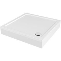 CERANO - Sprchová vanička štvorcová Brio - SMC/minerálny kompozit - štruktúrovaná biela - 90x90x4 + čelný panel + nožičky (CER-235302)