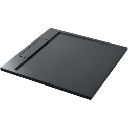 CERANO - Sprchová vanička štvorcová Loro - liaty mramor - tmavo šedá - 90x90x3,5 (CER-8050BD80370)