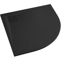CERANO - Sprchová vanička štvrťkruhová Quarto - SMC/minerálny kompozit - štruktúrovaná čierna matná - 90x90x3 (CER-414758)