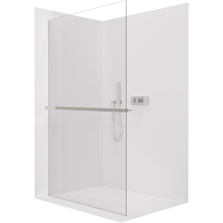 CERANO - Sprchová zástěna Walk-in Crystal L/P - 10 mm + polička/držák na ručníky - bezvzpěrový systém - chrom, transparentní sklo - 150x200  (CER-8050BD82810)