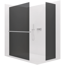 CERANO - Sprchová zástěna Walk-in Crystal T L/P - 10 mm - bezvzpěrový systém + polička/držák na ručníky - chrom, grafitové sklo - 160x110x200  (CER-8050BD82138)