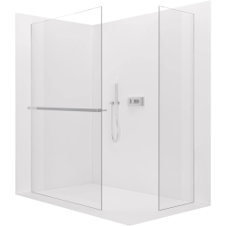 CERANO - Sprchová zástěna Walk-in Crystal T L/P - 10 mm - bezvzpěrový systém + polička/držák na ručníky - chrom, transparentní sklo - 160x150x200  (CER-8050BD82212)