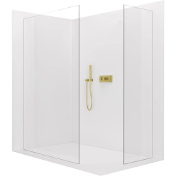 CERANO - Sprchová zástena Walk-in Crystal TL/P - 8 mm - bezvzperový systém - zlatá, transparentné sklo - 160x150x200 (CER-8050BD5635)