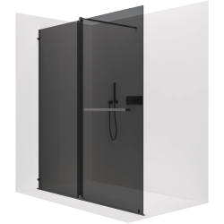 CERANO - Sprchová zástena Walk-in Medin Ľ/P - 8 mm - čierna matná, grafitové sklo - 130x195 - dvojdielna posuvná (CER-478045)