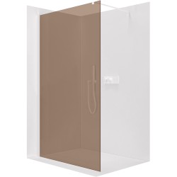 CERANO - Sprchová zástena Walk-in Onyx Cube Ľ/P - 8 mm - hranatá vzpera - biela matná, bronzové sklo - 50x200 (CER-686605)