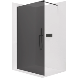CERANO - Sprchová zástena Walk-in Onyx Cube Ľ/P - 8 mm - hranatá vzpera - čierna matná, grafitové sklo - 40x200 (CER-8050BD71921)