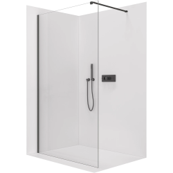 CERANO - Sprchová zástena Walk-in Onyx Cube Ľ/P - 8 mm - hranatá vzpera - čierna matná, transparentné sklo - 50x200 (CER-8050BD679)