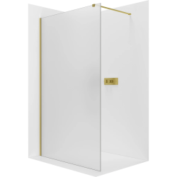 CERANO - Sprchová zástena Walk-in Onyx Cube Ľ/P - 8 mm - hranatá vzpera - zlatá, mliečne sklo - 30x200 (CER-8050BD71930)