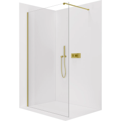 CERANO - Sprchová zástena Walk-in Onyx Cube Ľ/P - 8 mm - hranatá vzpera - zlatá, transparentné sklo - 30x200 (CER-8050BD71932)