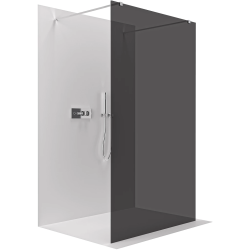 CERANO - Sprchová zástena Walk-in Onyx Duo Ľ/P - 8 mm - hranatá vzpera - chróm, grafitové sklo - 50x200 (CER-8050BD1756)