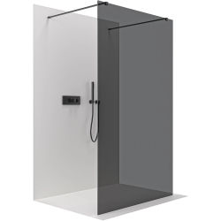 CERANO - Sprchová zástena Walk-in Onyx Duo Ľ/P - 8 mm - hranatá vzpera - čierna matná, grafitové sklo - 50x200 (CER-8050BD2016)