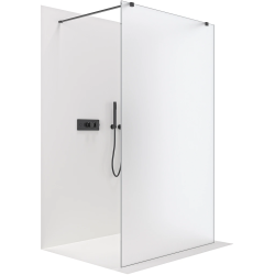 CERANO - Sprchová zástena Walk-in Onyx Duo Ľ/P - 8 mm - hranatá vzpera - čierna matná, mliečne sklo - 60x200 (CER-8050BD1889)