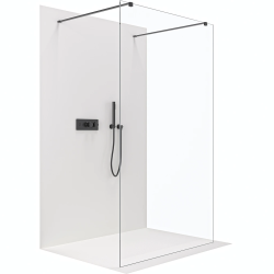 CERANO - Sprchová zástena Walk-in Onyx Duo Ľ/P - 8 mm - hranatá vzpera - čierna matná, transparentné sklo - 70x200 (CER-8050BD2030)