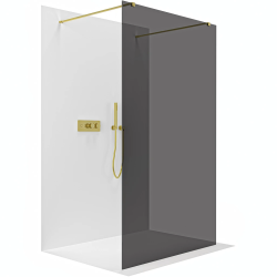 CERANO - Sprchová zástena Walk-in Onyx Duo Ľ/P - 8 mm - hranatá vzpera - zlatá, grafitové sklo - 50x200 (CER-8050BD1768)